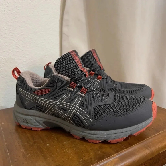 ASICS WOMENS GEL-VENTURE 8 TRAIL RUNNING SHOES GREY PINK ORANGE SIZE 7.5 - Picture 8 of 8